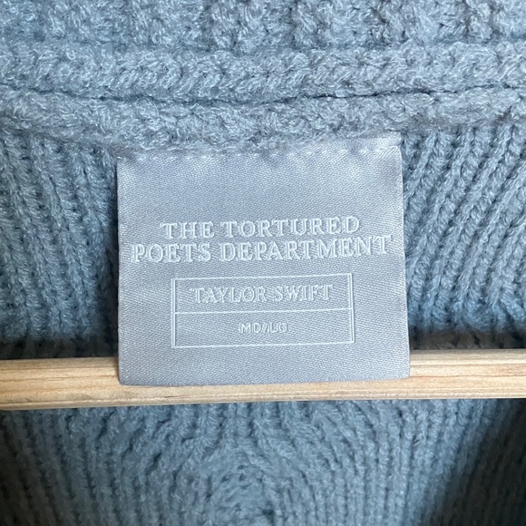 Taylor Swift The Tortured Poets Department gray button-down cardigan. - Picture 3 of 15